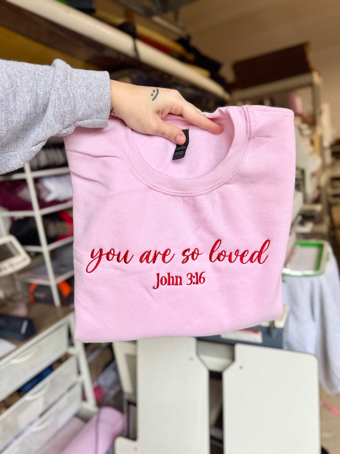 you are so loved john 3:16 | Embroidered Sweatshirt