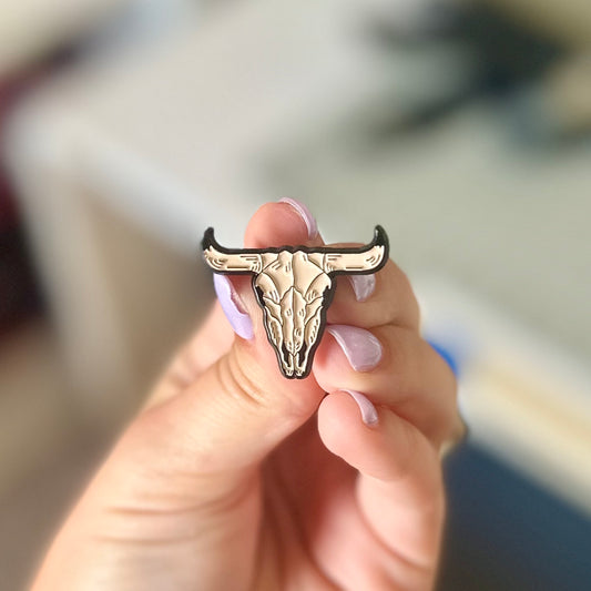 Bull Skull Enamel Pin