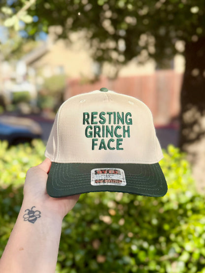 Resting Grinch Face Embroidered Hat