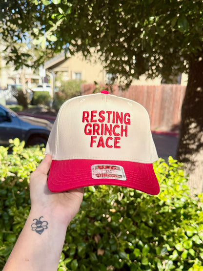 Resting Grinch Face Embroidered Hat