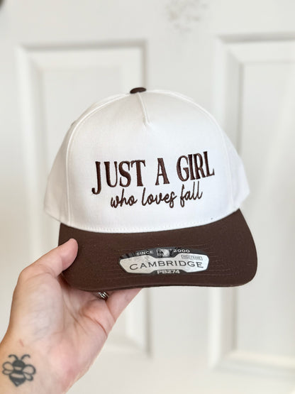 Just a Girl Fall Embroidered Hat