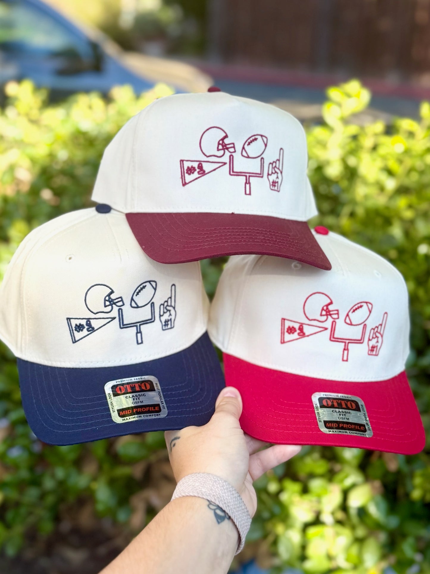 Bow Football Icons Embroidered Hat