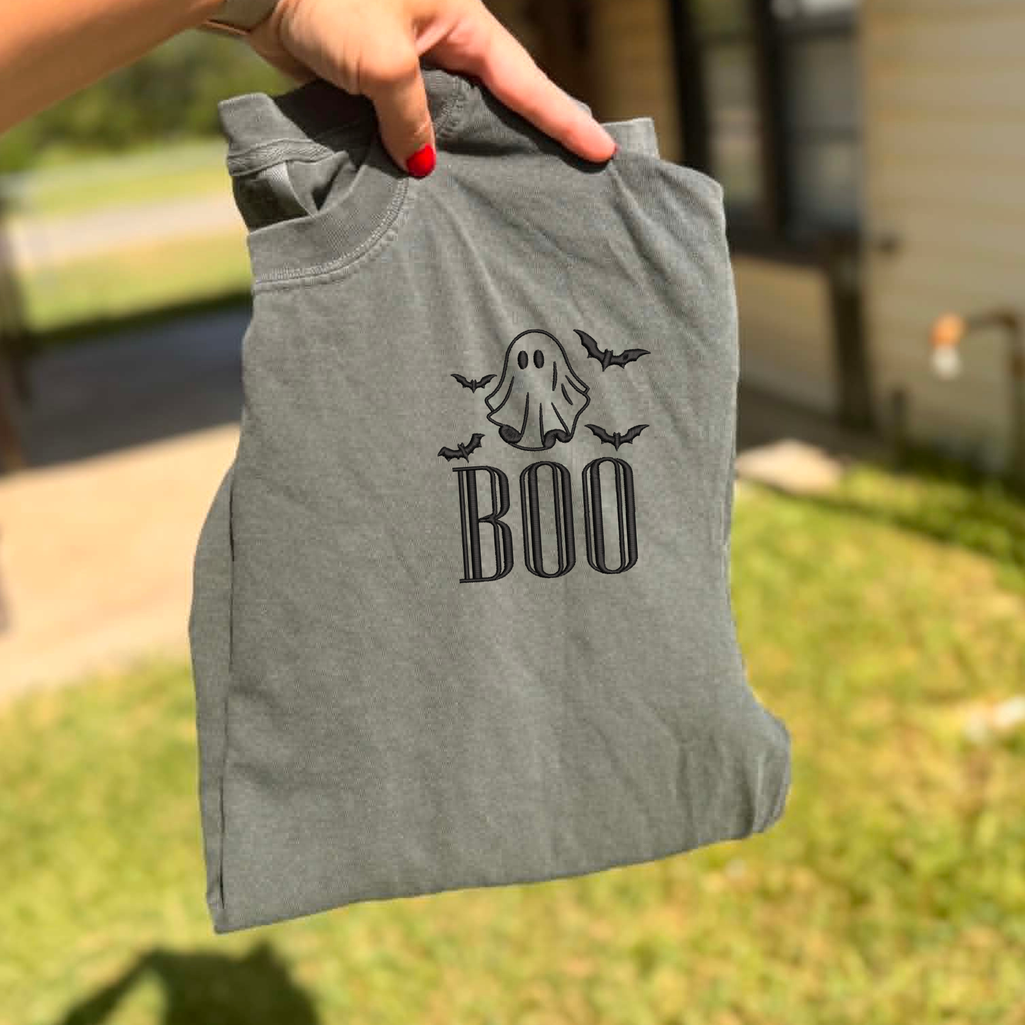 BOO WITH GHOST| POCKET MONOGRAM EMBRODIERY APPAREL