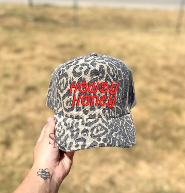 HOWDY HONEY LEOPARD|  Embroidered Hat