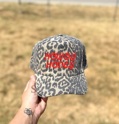 HOWDY HONEY LEOPARD|  Embroidered Hat