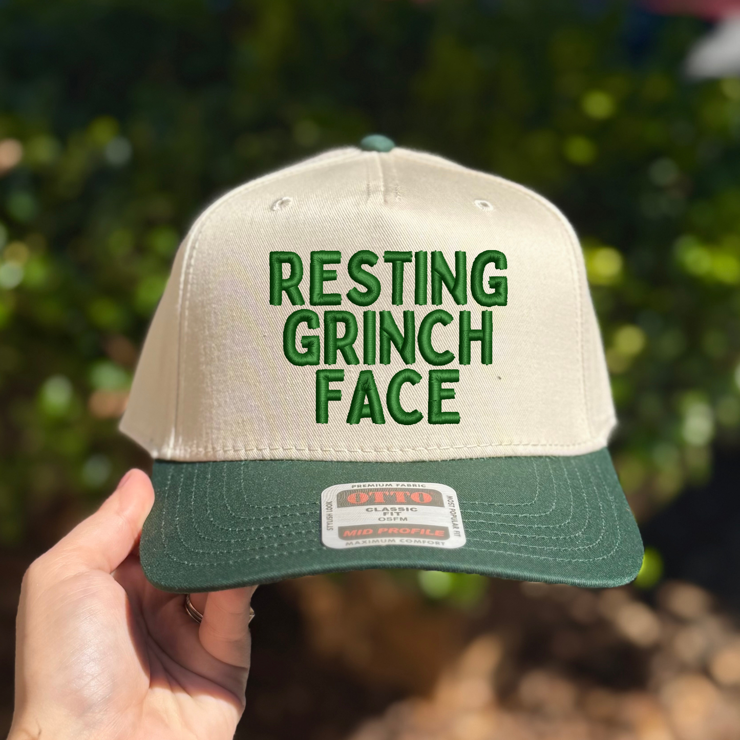 Resting Grinch Face Embroidered Hat