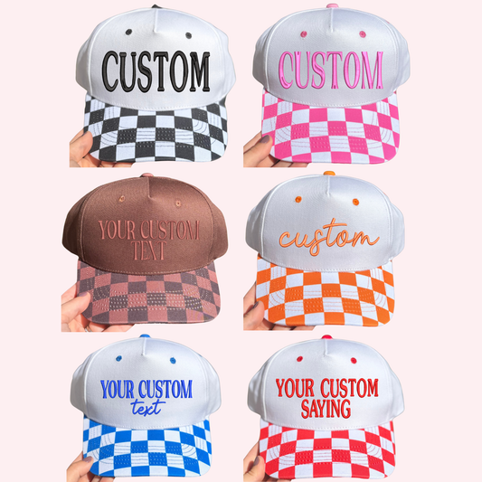 CUSTOM Checkered Bill Embroidered Hat