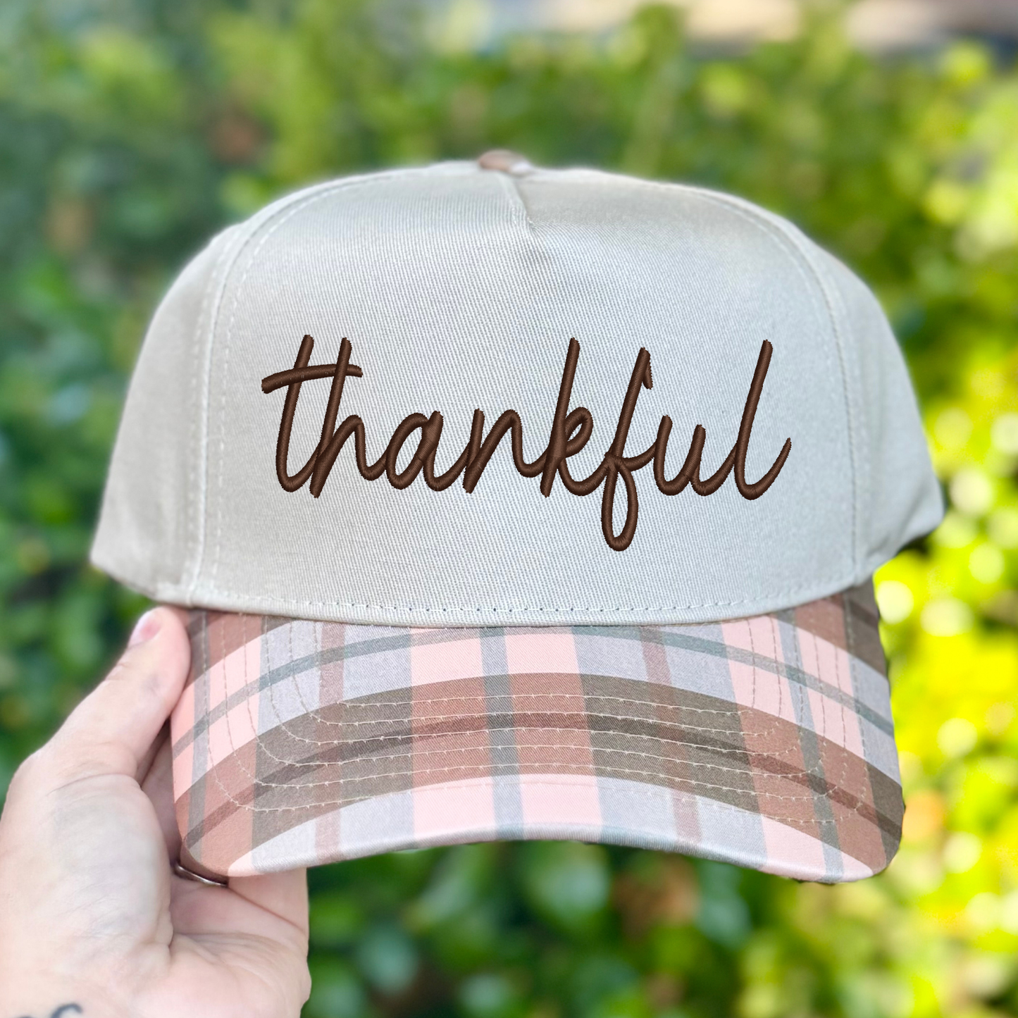 Thankful Fall Patterned Bill Embroidered Canvas Hat